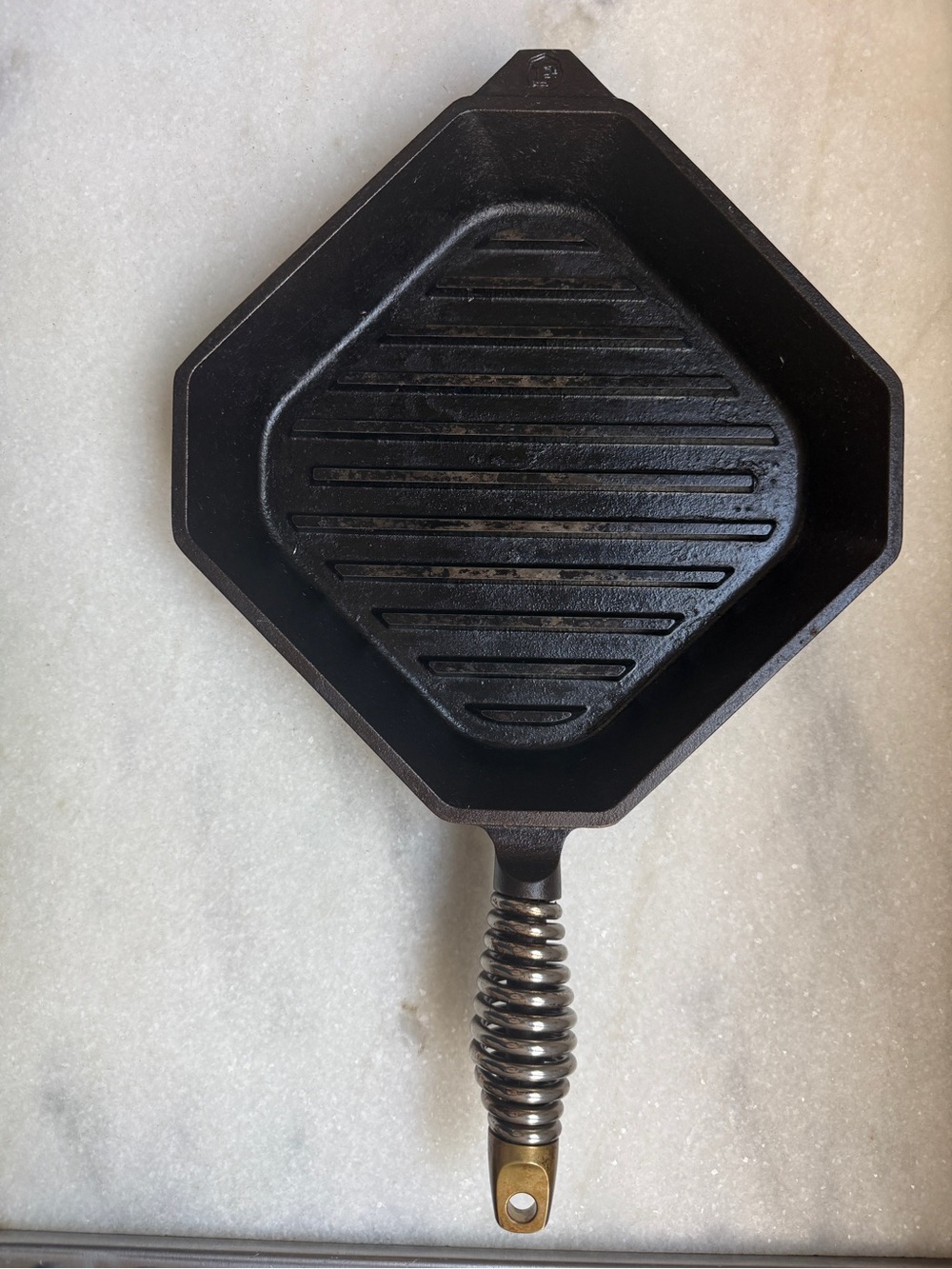 Finex Brand: Hexagonal Cast Iron Grill Pan with Coil Handle - Black